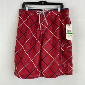 SPEEDO Red Diagonal Pattern Short NWT
